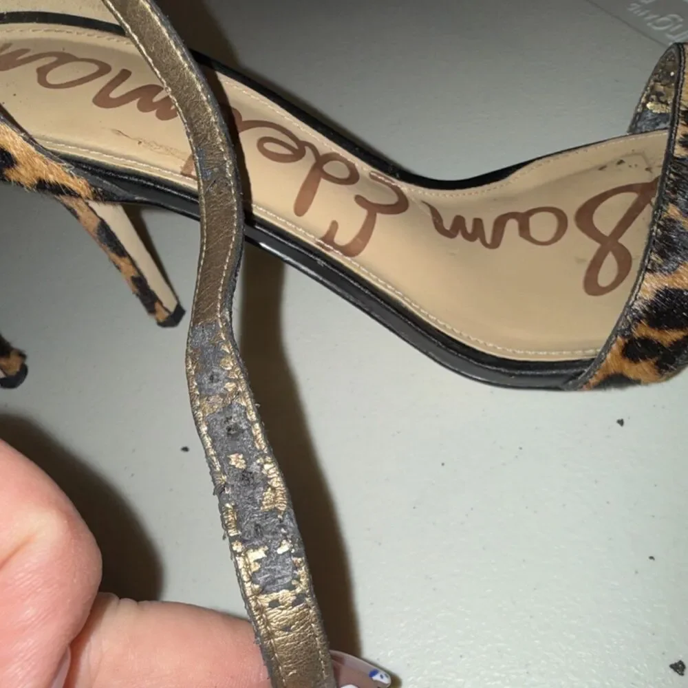 Sam Edelman Women's Animal Print Ankle Strap Stiletto Open Toe Strappy Heel